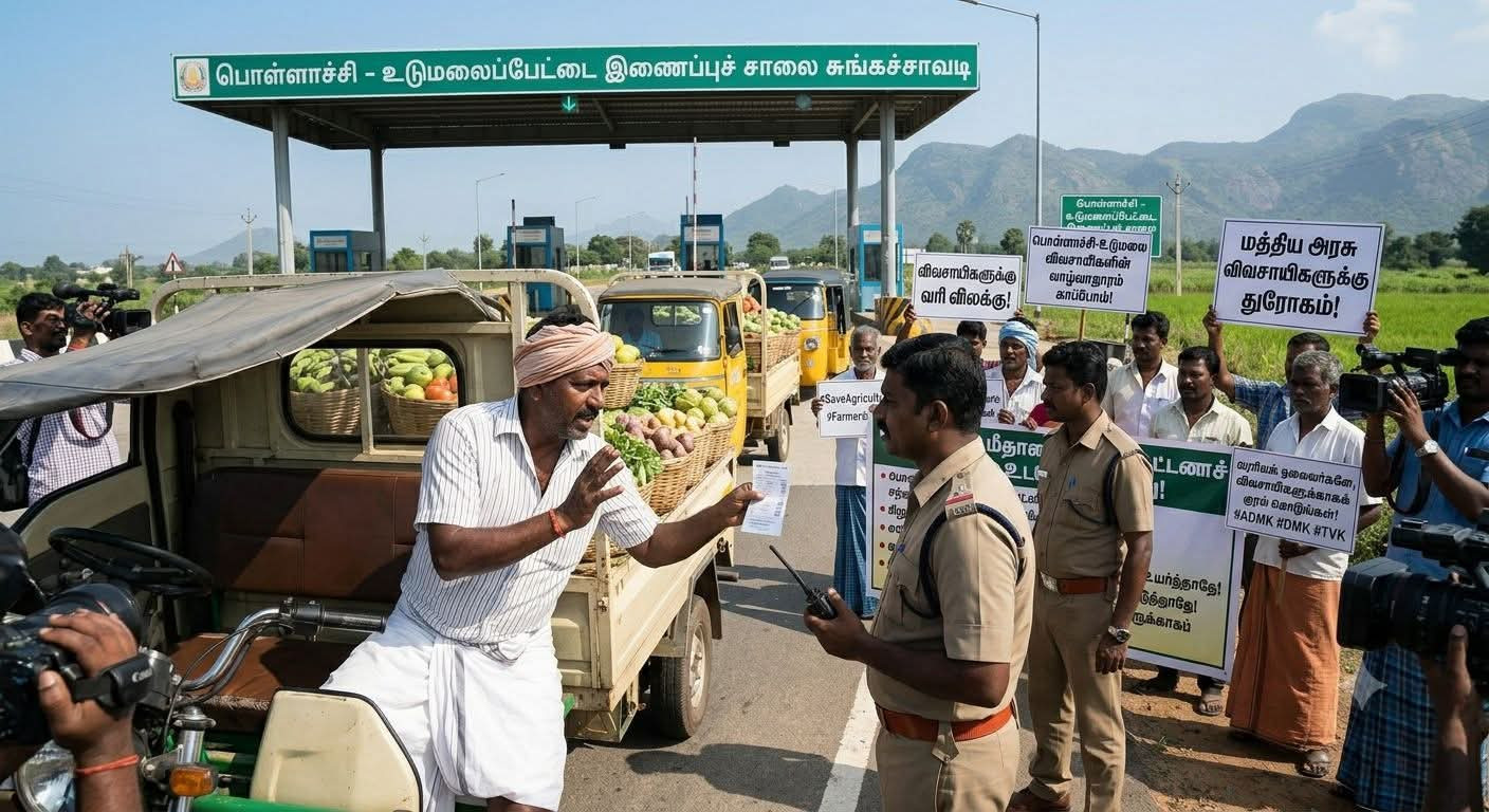 திண்டுக்கல் - கோவை நெடுஞ்சாலையில் டோல்கேட் திறப்பு !  பொதுமக்கள் கடும் எதிர்ப்பு  - திறப்பு நிறுத்திவைப்பு!