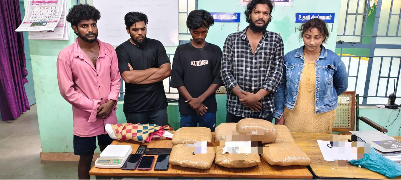 கஞ்சா விற்பனை: பெண் உட்பட 5 பேர் அதிரடி கைது  -  9 கிலோ கஞ்சா பறிமுதல்  :